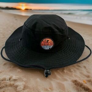 Oakley Surf 1975 Boonie Hat Black Stylized Pop Art Camo Under Chin Cord Sz Small